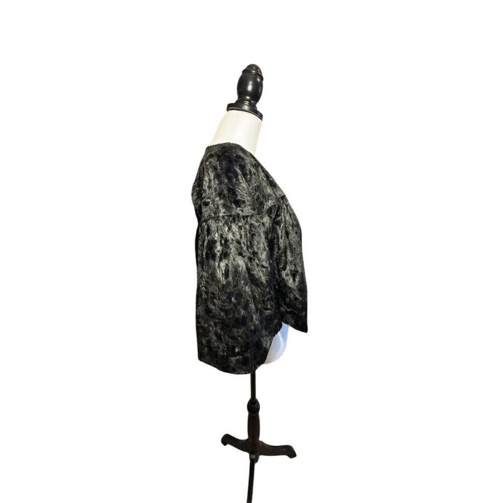 Beth Bowley Vintage Women's Black Velvet Overcoat Faux Fur Collar Women’s Size 4 - Picture 5 of 11